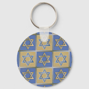 Gold Blue Star von David Art Panels Schlüsselanhänger