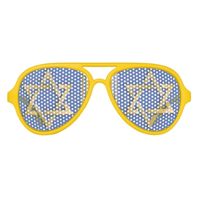 Gold Blue Star von David Art Panels Sonnenbrille (Vorderseite)