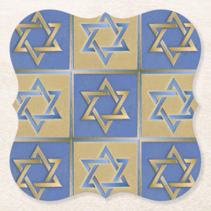 Gold Blue Star von David Art Panels Untersetzer