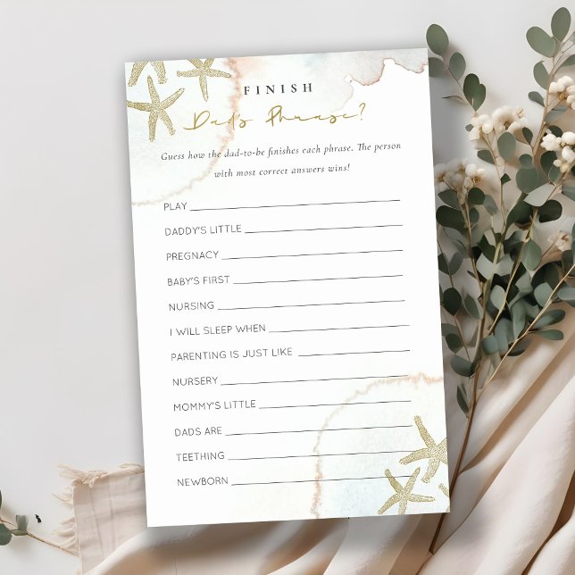 Gold Blue Starfish Vaters Phrase Baby Dusche (Von Creator hochgeladen)