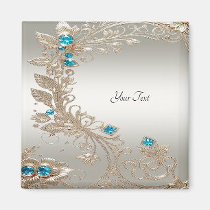 Gold Blue Stones Magnet verzieren