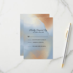 Gold & Blue Textur RSVP Karte