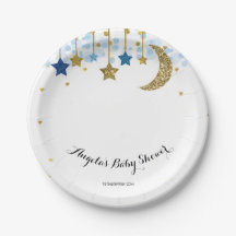 Gold Blue Tinkle Tinkle Baby Show Paper Plate