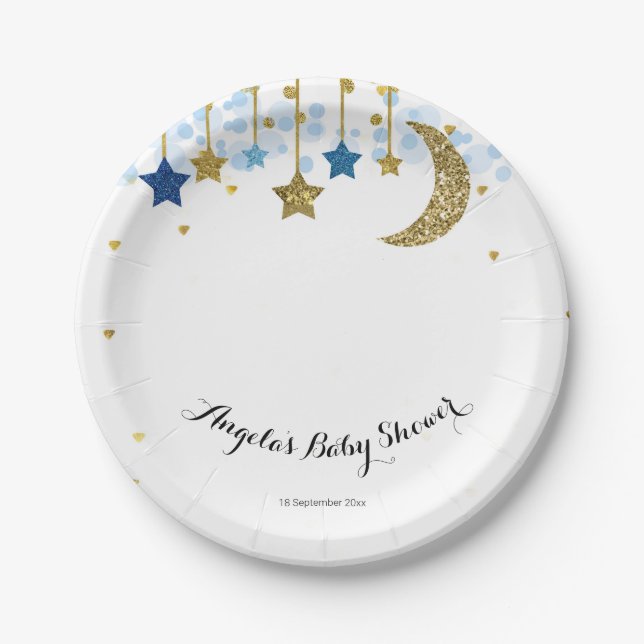 Gold Blue Tinkle Tinkle Baby Show Paper Plate Pappteller (Vorderseite)