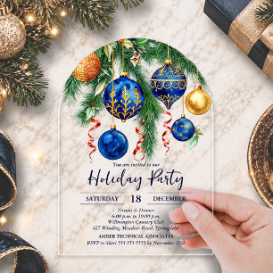 Gold & Blue Weihnachtsdekorationen Party Bogen Acryleinladungen