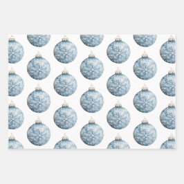 Gold Blue White Christmas Snowflakes Ornamente Geschenkpapier Set