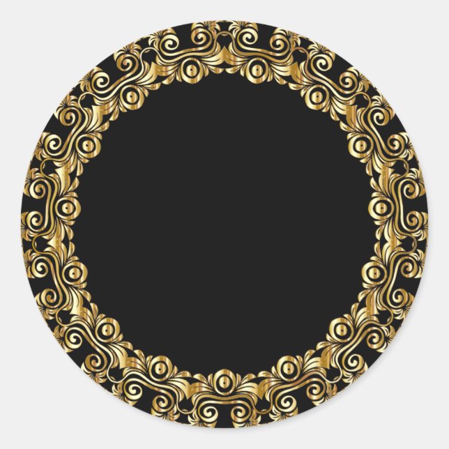 Gold-Blüh-Circle-Frame Runder Aufkleber (Vorderseite)