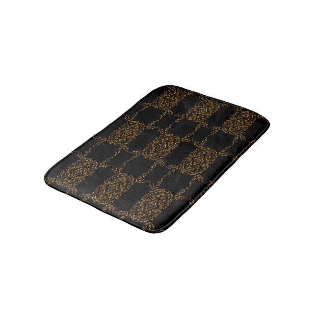 Gold blühe abstraktes Design Badematte (Schrägansicht)