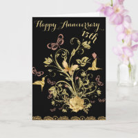 Gold Blume 15. Happy Wedding Anniversary Couple