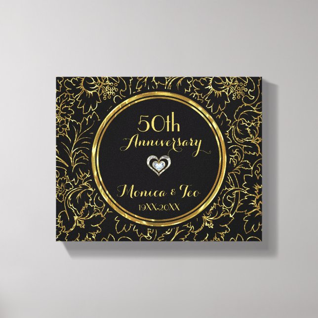 Gold-Blume auf Schwarz Leinwanddruck (Vorderseite)