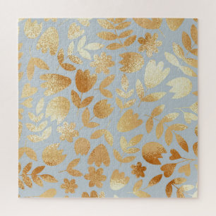 Gold Blume, blauer Hintergrund, Foliennachahmung.