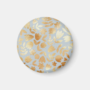 Gold Blume, blauer Hintergrund, Foliennachahmung. Magnet