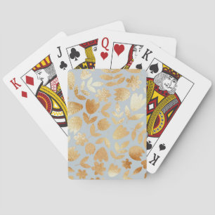Gold Blume, blauer Hintergrund, Foliennachahmung. Spielkarten