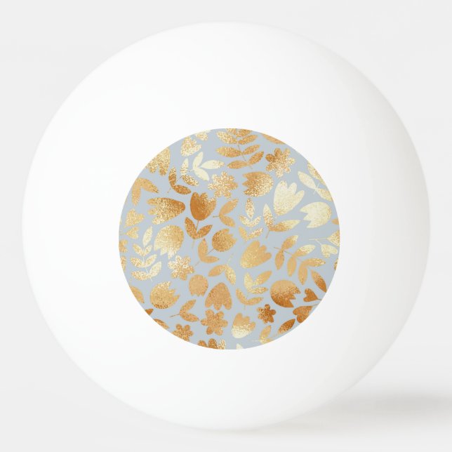 Gold Blume, blauer Hintergrund, Foliennachahmung. Tischtennisball (Vorderseite)