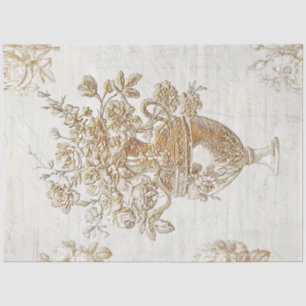 Gold Blume Bouquet Vintages Skriptdekoupage Seidenpapier