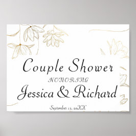 Gold Blume Couple Dusche Begrüßungszeichen Poster