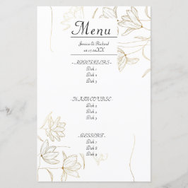 Gold Blume Dinner Menu Card
