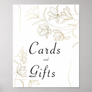 Gold Blume Karten und Geschenke Poster-Zeichen Poster