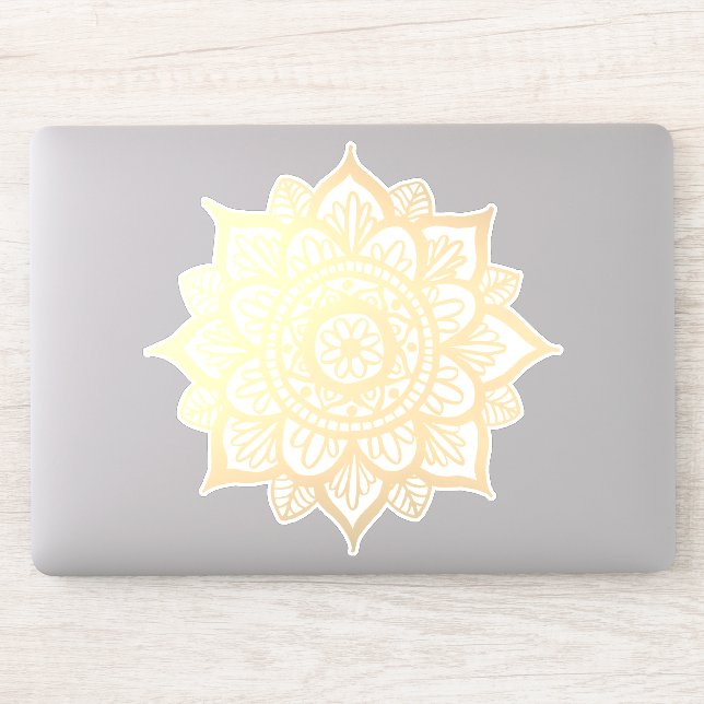Gold Blume Mandala Aufkleber (Computer)