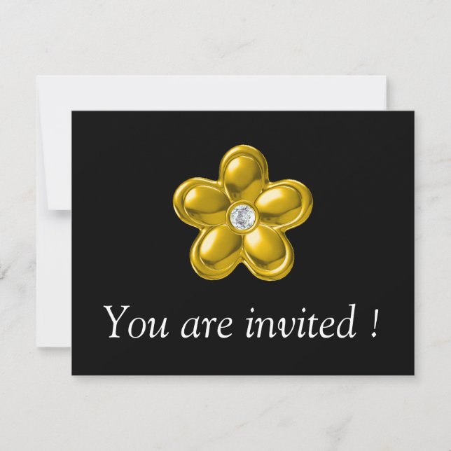 GOLD-BLUME MIT DIAMOND EINLADUNG (Vorderseite)