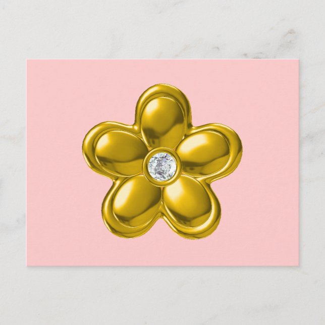 GOLD-BLUME MIT DIAMOND POSTKARTE (Vorderseite)