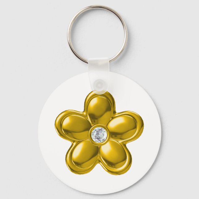 GOLD-BLUME MIT DIAMOND SCHLÜSSELANHÄNGER (Vorderseite)