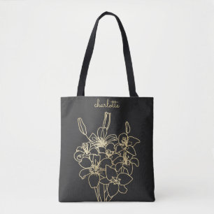 Gold-Blume Mit Monogramm Tasche