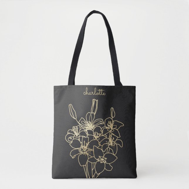 Gold-Blume Mit Monogramm Tasche (Vorderseite)