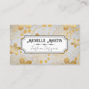 Gold-Blume-Muster Geometrische Tiles Visitenkarte