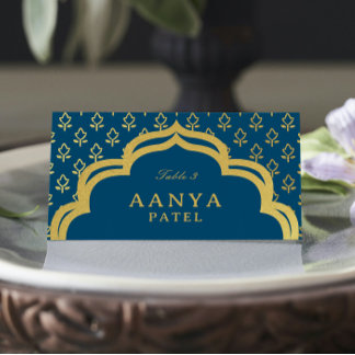 Gold Blume und Mundap Arch Wedelname Platzkarte