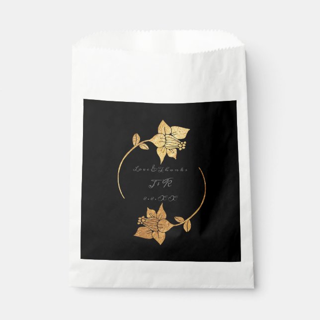 Gold Blume Vielen Dank Initialen Liebe und vielen  Geschenktütchen (Vorderseite)