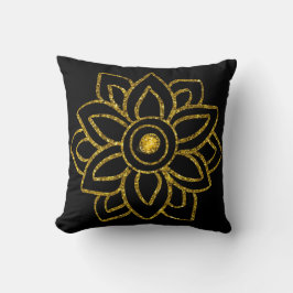 Gold Blume Weihnachten Poinsettia auf Black Kissen