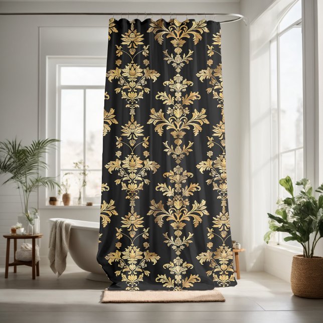 Gold blumengeschmückte Muster auffallend Duschvorhang (Von Creator hochgeladen)