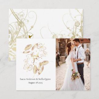 Gold Blumenkarte Dankeskarte