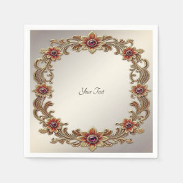 Gold-Blumenrahmen mit roten Steinen Serviette