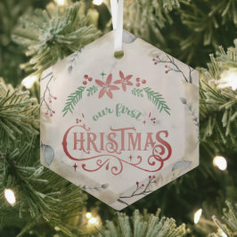 Gold, Blumenrahmen Verheiratet Ornament Aus Glas