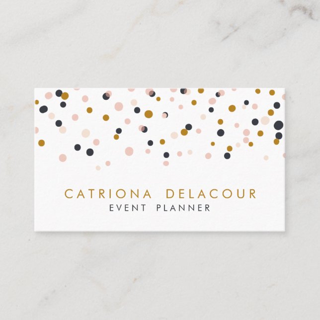 Gold & Blush Confetti Dots Business Card Visitenkarte (Vorderseite)