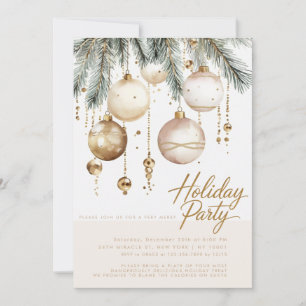 Gold Blush Ornamente Baubles Weihnachtsfest Party Einladung