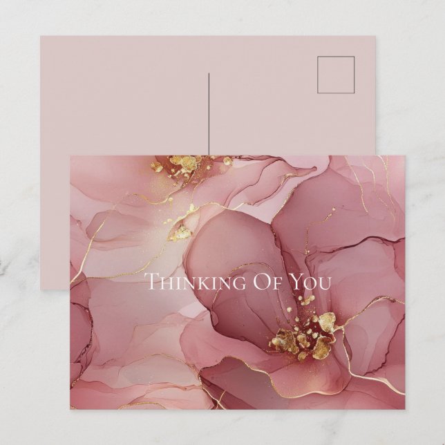Gold Blush Pink Blumendenken Postkarte (Vorne/Hinten)