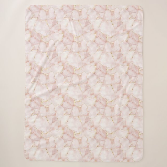 Gold Blush Pink Rose Petals Floral   Sherpadecke (Vorderseite)