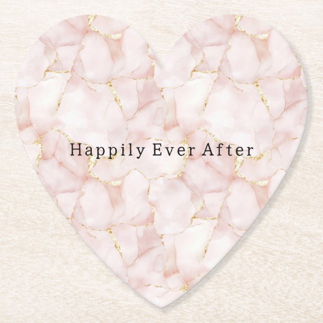 Gold Blush Pink Rose Petals Floral Wedding Untersetzer (Vorderseite)