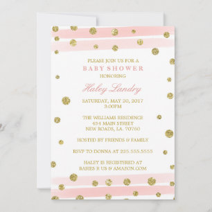Gold + Blush Pink Wasserfarbe Kinderdusche lädt ei Einladung