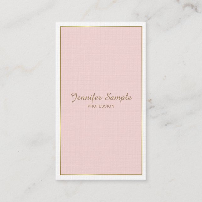 Gold Blush Rosa Weiß Moderne Elegant Trendy Luxus Visitenkarte (Vorderseite)