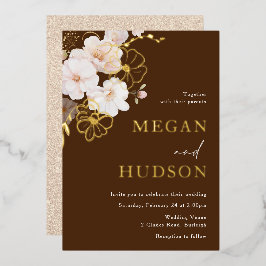 Gold & Blush Wildflowers Wedding Golden Folieneinladung