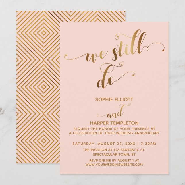 Gold Blush Wir machen noch immer Typografie-Jubilä Einladung (Vorne/Hinten)