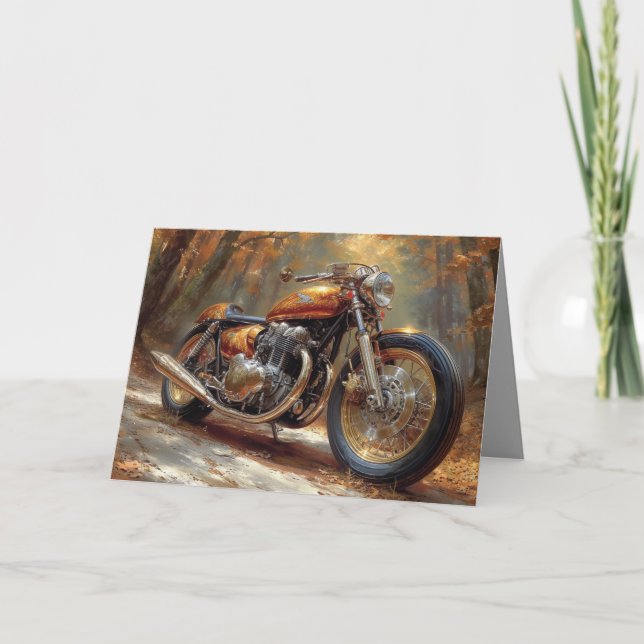 Gold Bobber Motorradkarte - Hintergrund des Waldes Karte (Vorderseite)