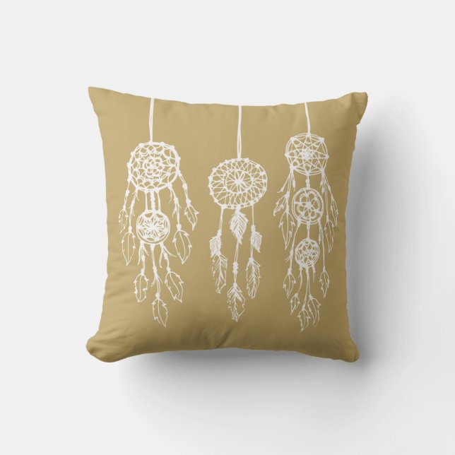 Gold Bohemisch Dreamcatchers Kissen (Vorderseite)