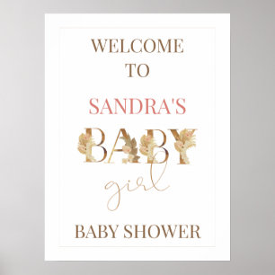 Gold Boho Baby Girl Baby shower Affiche de bienven