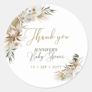 Gold Boho/Bohemianische Babyparty Dankeschön Runder Aufkleber