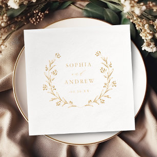 Gold Boho Botanisches Florales Landhochzeit Servietten Mit Folie